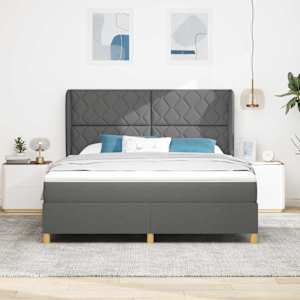 Postel s boxspringem s čelo Tmavě šedá 200 x 180 cm textil - obrázek 3