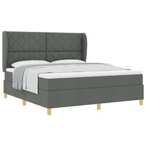 Postel s boxspringem s čelo Tmavě šedá 200 x 180 cm textil - obrázek 2