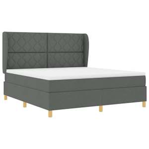 Postel s boxspringem s čelo Tmavě šedá 200 x 180 cm textil - obrázek 4
