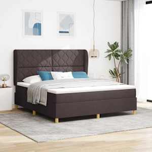 Postel s boxspringem s čelo Tmavě hnědá 200 x 180 cm textil - obrázek 1