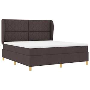 Postel s boxspringem s čelo Tmavě hnědá 200 x 180 cm textil - obrázek 3