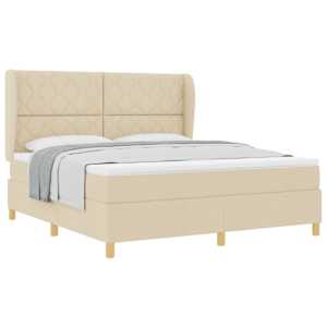 Postel s boxspringem s čelo Krémová 200 x 180 cm textil - obrázek 2