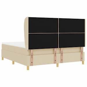 Postel s boxspringem s čelo Krémová 200 x 180 cm textil - obrázek 9