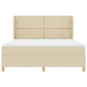 Postel s boxspringem s čelo Krémová 200 x 180 cm textil - obrázek 7