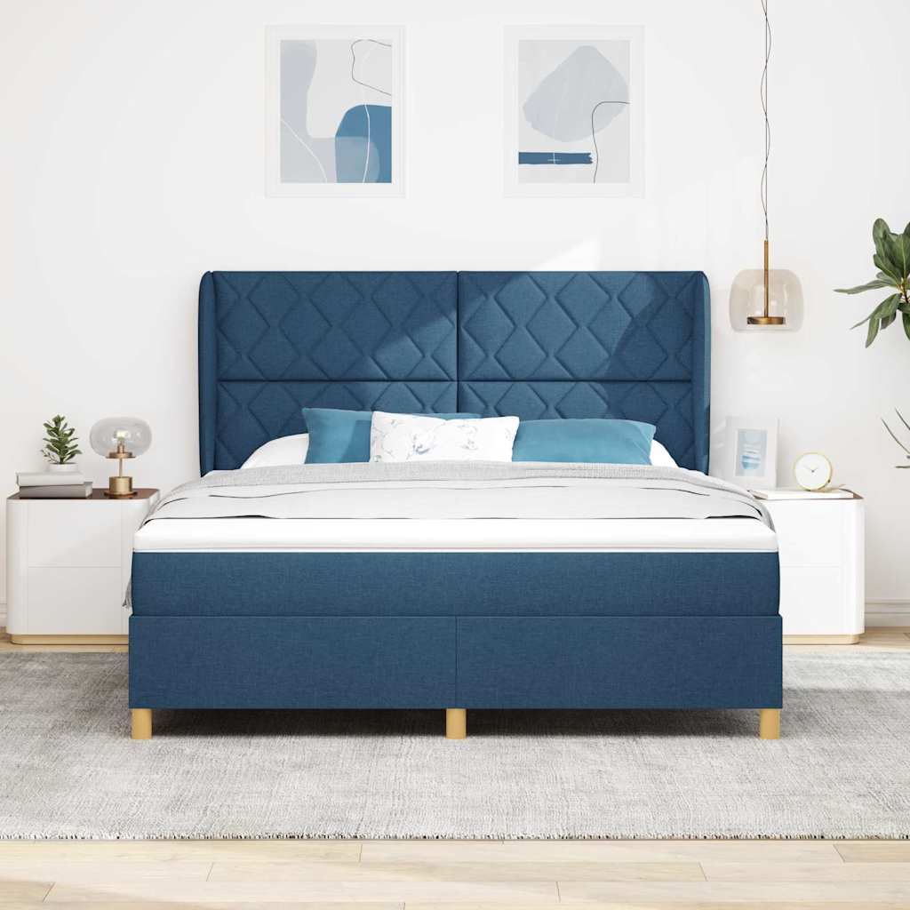 Box Spring Voodi Madratsiga Sinine 180x200 cm Kangas