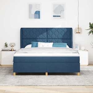 Postel s boxspringem s polštářem Modrá 200 x 180 cm textil - obrázek 1