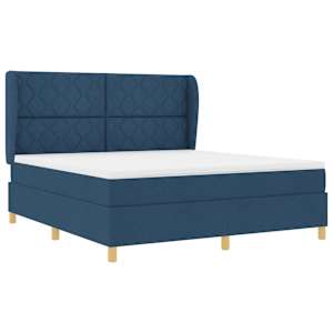 Postel s boxspringem s polštářem Modrá 200 x 180 cm textil - obrázek 4