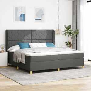 Postel s boxspringem s čelo Tmavě šedá 200 x 200 cm textil - obrázek 1