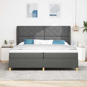 Postel s boxspringem s čelo Tmavě šedá 200 x 200 cm textil - obrázek 3