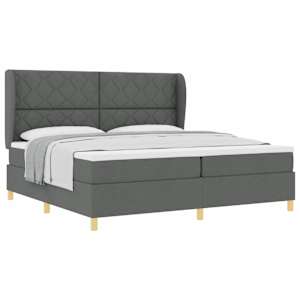 Postel s boxspringem s čelo Tmavě šedá 200 x 200 cm textil - obrázek 2