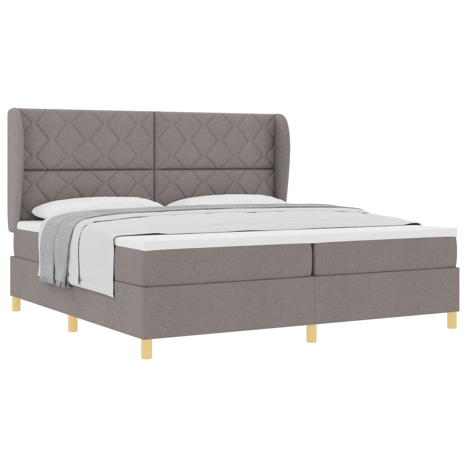 Postel s boxspringem s čelo Taupe 200 x 200 cm textil 3340841