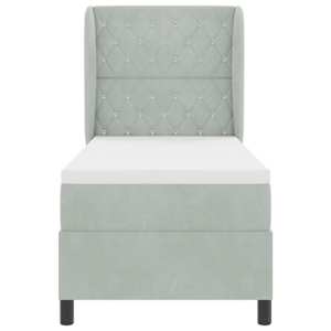 Postel s boxspringem s čelo Světle šedá 200 x 80 cm samet - obrázek 7