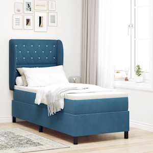 Postel s boxspringem s čelo Tmavě modrá 200 x 80 cm Polyester - obrázek 1