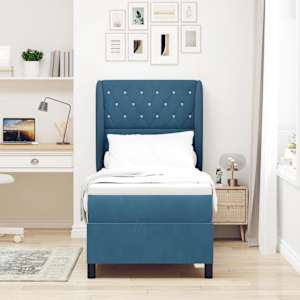 Postel s boxspringem s čelo Tmavě modrá 200 x 80 cm Polyester - obrázek 3