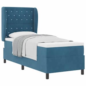 Postel s boxspringem s čelo Tmavě modrá 200 x 80 cm Polyester - obrázek 2