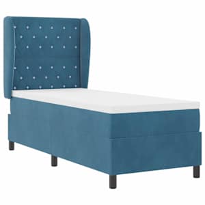 Postel s boxspringem s čelo Tmavě modrá 200 x 80 cm Polyester - obrázek 4