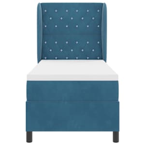 Postel s boxspringem s čelo Tmavě modrá 200 x 80 cm Polyester - obrázek 7