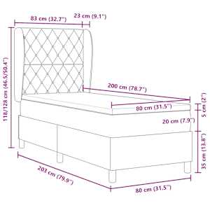 Postel s boxspringem s čelo Tmavě modrá 200 x 80 cm Polyester - obrázek 12