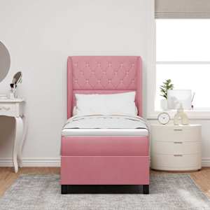 Postel s boxspringem s matrací s čelo Růžová 200 x 80 cm samet - obrázek 3