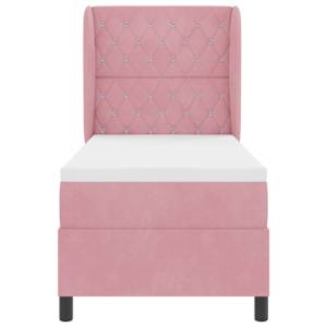 Postel s boxspringem s matrací s čelo Růžová 200 x 80 cm samet - obrázek 7
