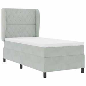 Postel s boxspringem s matrací Světle šedá 200 x 90 cm samet - obrázek 3