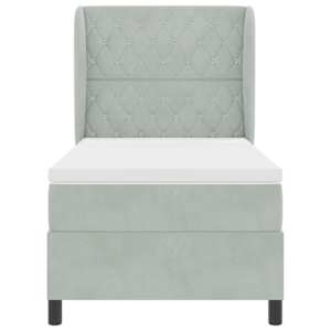 Postel s boxspringem s matrací Světle šedá 200 x 90 cm samet - obrázek 6