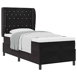 Postel s boxspringem s matrací s čelo Černý 200 x 90 cm samet - obrázek 2