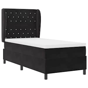 Postel s boxspringem s matrací s čelo Černý 200 x 90 cm samet - obrázek 3