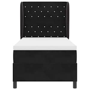 Postel s boxspringem s matrací s čelo Černý 200 x 90 cm samet - obrázek 6