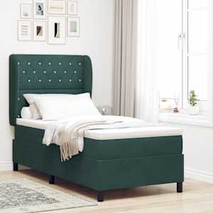 Postel s boxspringem s čelo Tmavě zelená 200 x 90 cm Polyester - obrázek 1