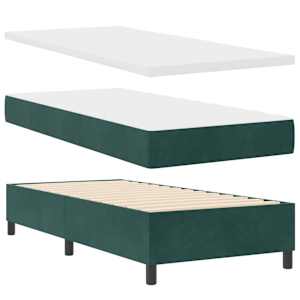 Postel s boxspringem s čelo Tmavě zelená 200 x 90 cm Polyester - obrázek 5