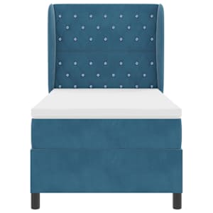 Postel s boxspringem s matrací Tmavě modrá 200 x 100 cm samet - obrázek 7