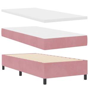 Postel s boxspringem s čelo Růžová 200 x 100 cm samet - obrázek 5