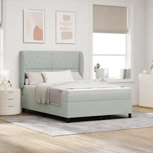 Postelja z vzmetnico Svetlo siva 190 x 140 cm Poliester