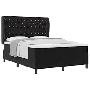 Postel s boxspringem s matrací s čelo Černý 190 x 140 cm samet - obrázek 2