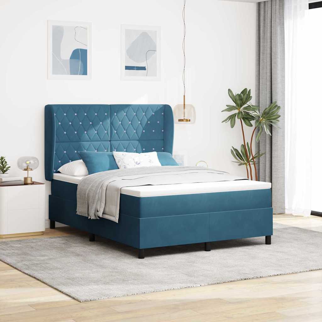 Kasti Padi Voodi Madratsiga Tume Sinine 140x190 cm Velvet