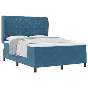 Postel s boxspringem s čelo Tmavě modrá 200 x 160 cm Polyester - obrázek 2
