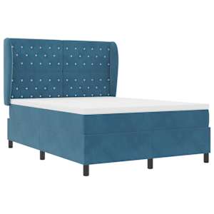 Postel s boxspringem s čelo Tmavě modrá 200 x 160 cm Polyester - obrázek 4