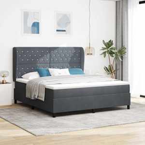 Postel s boxspringem s matrací Tmavě šedá 200 x 180 cm samet - obrázek 1