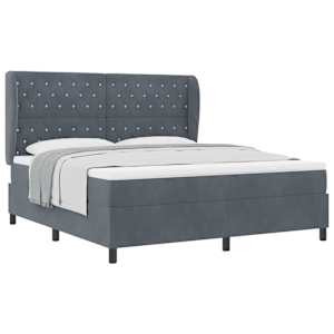 Postel s boxspringem s matrací Tmavě šedá 200 x 180 cm samet - obrázek 2