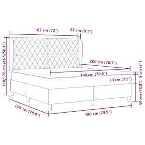 Postel s boxspringem s matrací Tmavě šedá 200 x 180 cm samet - obrázek 12