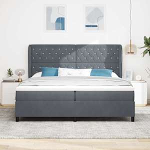 Postel s boxspringem s matrací Tmavě šedá 200 x 200 cm samet - obrázek 3