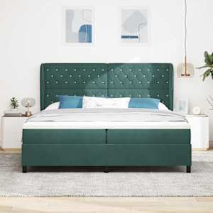 Postel s boxspringem s čelo Tmavě zelená 200 x 200 cm samet - obrázek 3