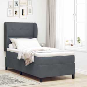 Postel s boxspringem s čelo Tmavě šedá 190 x 90 cm samet - obrázek 1