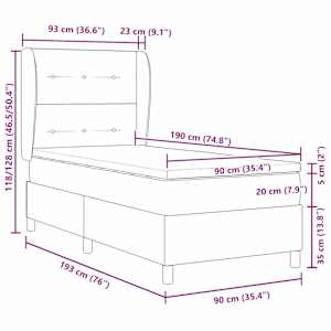 Postel s boxspringem s čelo Tmavě šedá 190 x 90 cm samet - obrázek 12