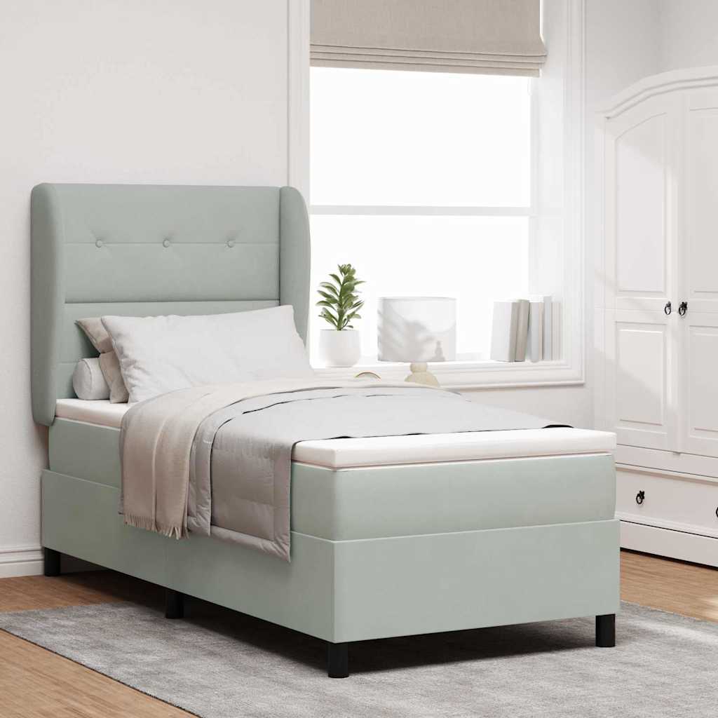 Boxspring seng med madras Lysegrå 90x200 cm Fløjl