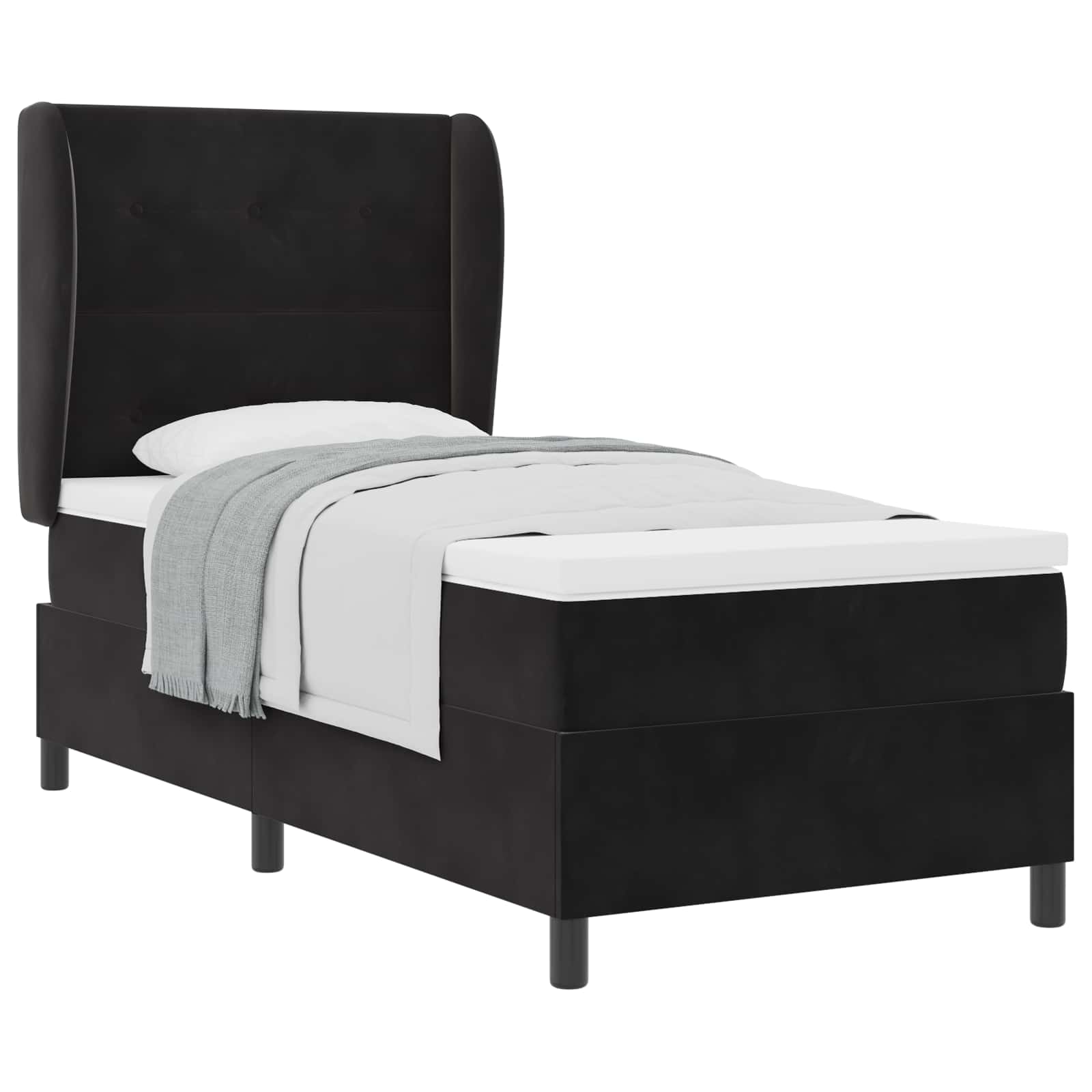 Postel s boxspringem s matrací s čelo Černý 200 x 90 cm samet - obrázek 2