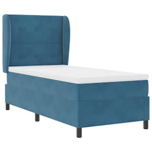 Postel s boxspringem s čelo Tmavě modrá 200 x 100 cm samet - obrázek 5