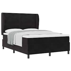 Postel s boxspringem s čelo Černý 190 x 140 cm samet - obrázek 2