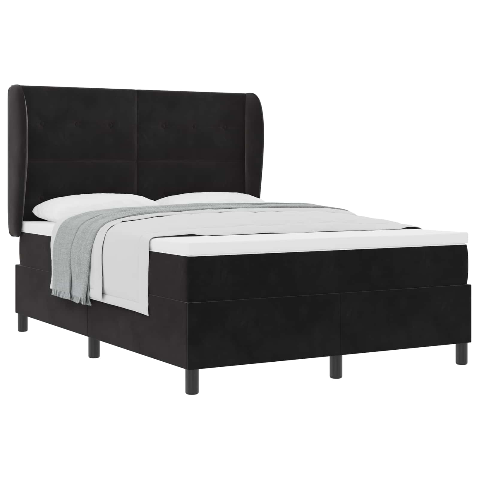 Postel s boxspringem s matrací s čelo Černý 200 x 160 cm samet - obrázek 2